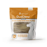 Vet One DuoClenz packaging showcases a dental chews bag for daily oral care.