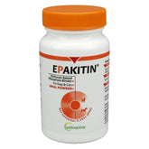 Vetoquinol Epakitin bottle label close-up indicating phosphate binder for renal support.