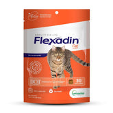 Vetoquinol Flexadin cat hip chew bag on table showing mobility support for cats