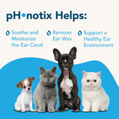 Vetoquinol pH•notix ear cleaner drops being poured for easy routine care