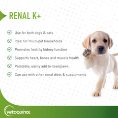 Vetoquinol Renal K+ gel pour shows easy-to-administer maple-flavored gel.