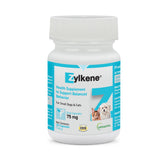 Vetoquinol Zylkene capsules closeup for gentle daily calming support in pets.