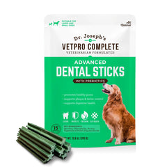 VetPro Complete Advanced Dental Sticks packaging close-up highlighting mint flavor for fresher breath.