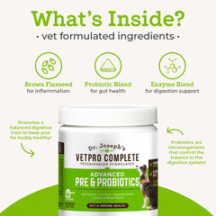 VetPro Complete spirulina image highlights immune support for dogs.