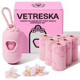 VETRESKA poop bag dispenser pink attached to leash for quick cleanups.