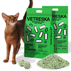 Vetreska Tofu Cat Litter packaging highlights eco-friendly design and storage convenience.