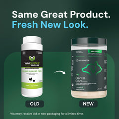 VETRISCIENCE Dental Care Powder in a meal bowl, easy to add to daily feed