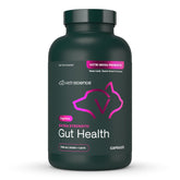 VetriScience Gut Health capsules closeup showing high-CFU formula for pets
