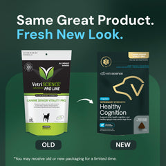 VetriScience Healthy Cognition chews label close-up highlighting Magtein.