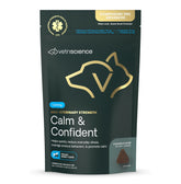 VetriScience Max Calm Chews bottle promotes pet stress relief during travel.