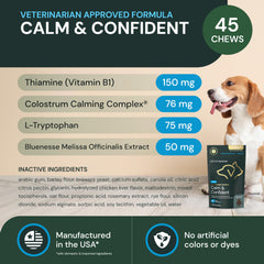 VetriScience Max Calm Chews dog on couch showing relaxed behavior.