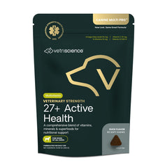 VetriScience Veterinary Strength 27+ bottle front signaling daily canine wellness support