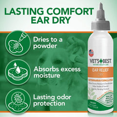 Vet's Best Dog Ear Cleaner kit in use on a dog for comfort.