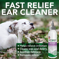 Vet's Best Ear Relief Kit box showcases two-step relief system.