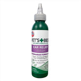 Vet's Best Ear Relief Wash bottle being poured for gentle ear cleaning