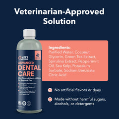 Vets Preferred tartar-control visuals highlight plaque management for dogs.