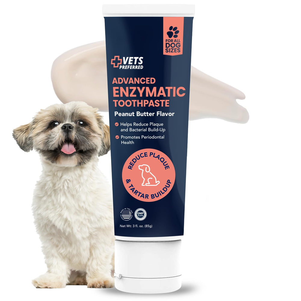 Vets Preferred enzymatic toothpaste tube-dispense demonstrates easy application for fresher breath