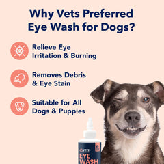 Vets Preferred Dog Eye Wash Drops soothe irritated eyes during daily care.