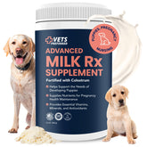 Vets Preferred Puppy Milk Replacer bottle pour supports easy feeding for puppies.