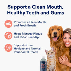 Vets Preferred water additive for dogs being poured to support dental health.