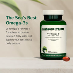 Standard Process VF Omega-3 for Pets anchovy and sardine oil imagery implying high-quality omega-3 source