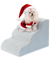 Vfrog Dog Stairs on couch for easy access with 3-step grey design