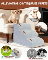 Vfrog curved ramp grey dog stairs highlight low-angle design for easier ascent.