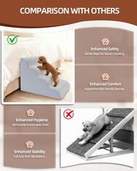 Vfrog dog stairs grey with built-in handle for portable, easy relocation.