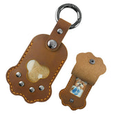 VICHERIA pet memorial keychain paw full grain leather – durable keepsake for daily use.