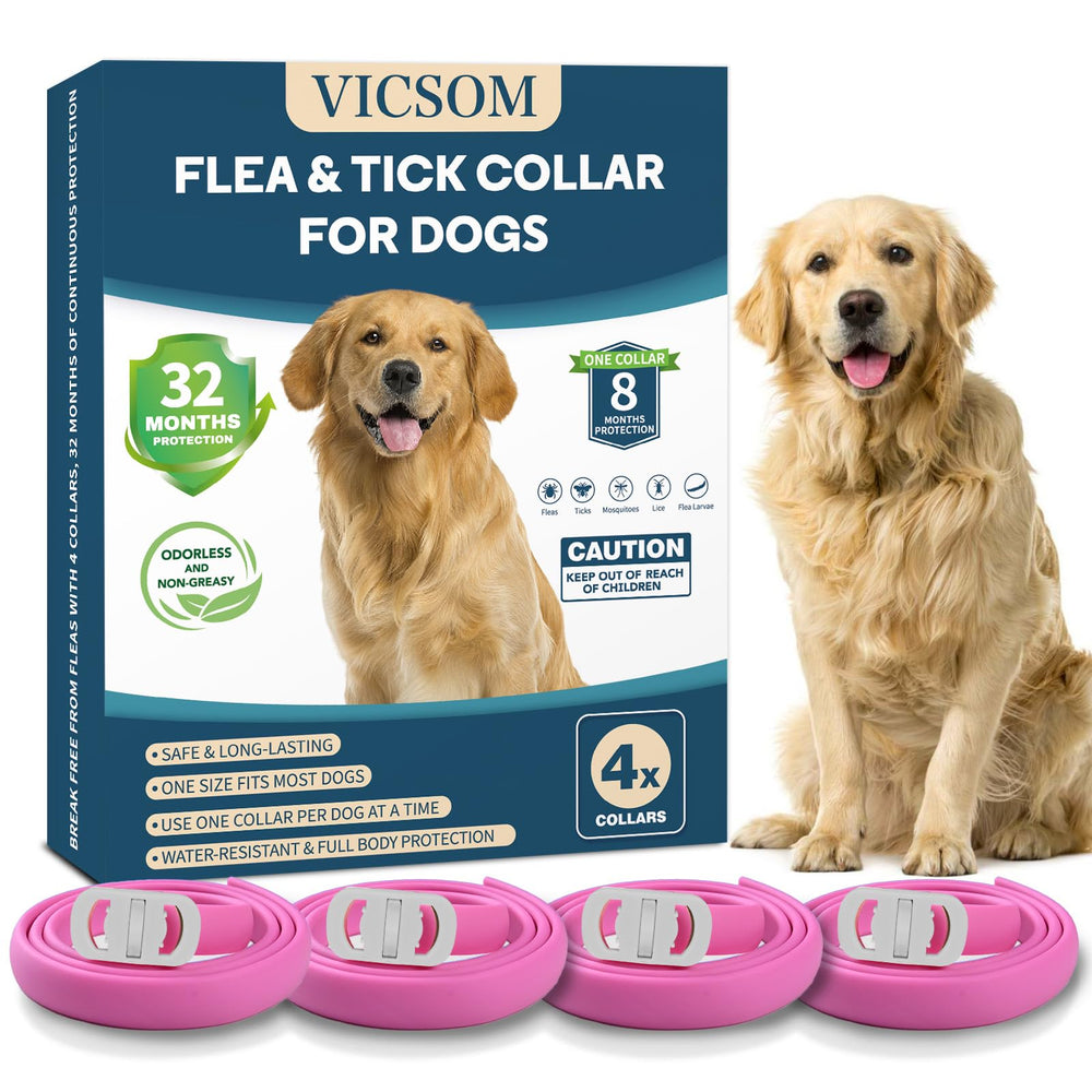 VICSOM 4-pack flea collars bundle offers extended protection options.