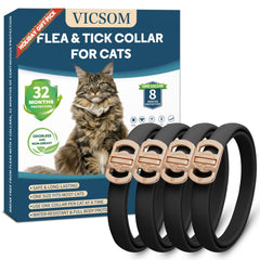 VICSOM flea-tick collar for cats in black packaged for convenient pest protection.