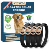 VICSOM flea-tick collar for dogs in black four-pack showing long-lasting protection