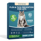 VICSOM flea-treatment cat-packaging shows a convenient 6-month supply for ongoing protection.