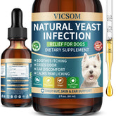 VICSOM natural dog yeast treatment bottle pour for simple daily dosing and ear support
