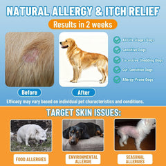 VICSOM dog allergy relief chews probiotic blend visual suggests digestive balance support
