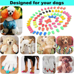 VICTHY dog nail caps color display showing 12 color options for matching fur and mood