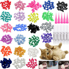 VICTHY cat nail caps 100pcs pack with glue and applicators for scratch-free homes.