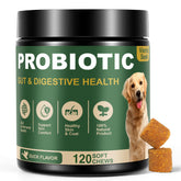 VientoSeek dog probiotics bottle with duck-flavored chews promoting gut balance.