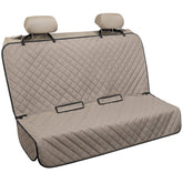 VIEWPETS Bench Car Seat Cover Hero demonstrates full back-seat protection for pets on trips.