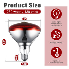 VIHOSE E26-base heat lamp-250w offers reliable reptile enclosure warmth