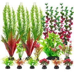 ViiWxx 18-piece aquarium plants set with varied foliage provides a lush habitat and hiding spots.