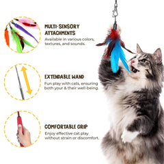 Vila Cat Feather Teaser Wand feathers for engaging cat play