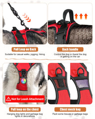 Villabliss light up dog harness front o ring holds night light and tag