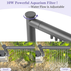 VILLNO 10W filter submerged installation with accessible biochemical sponge inside.