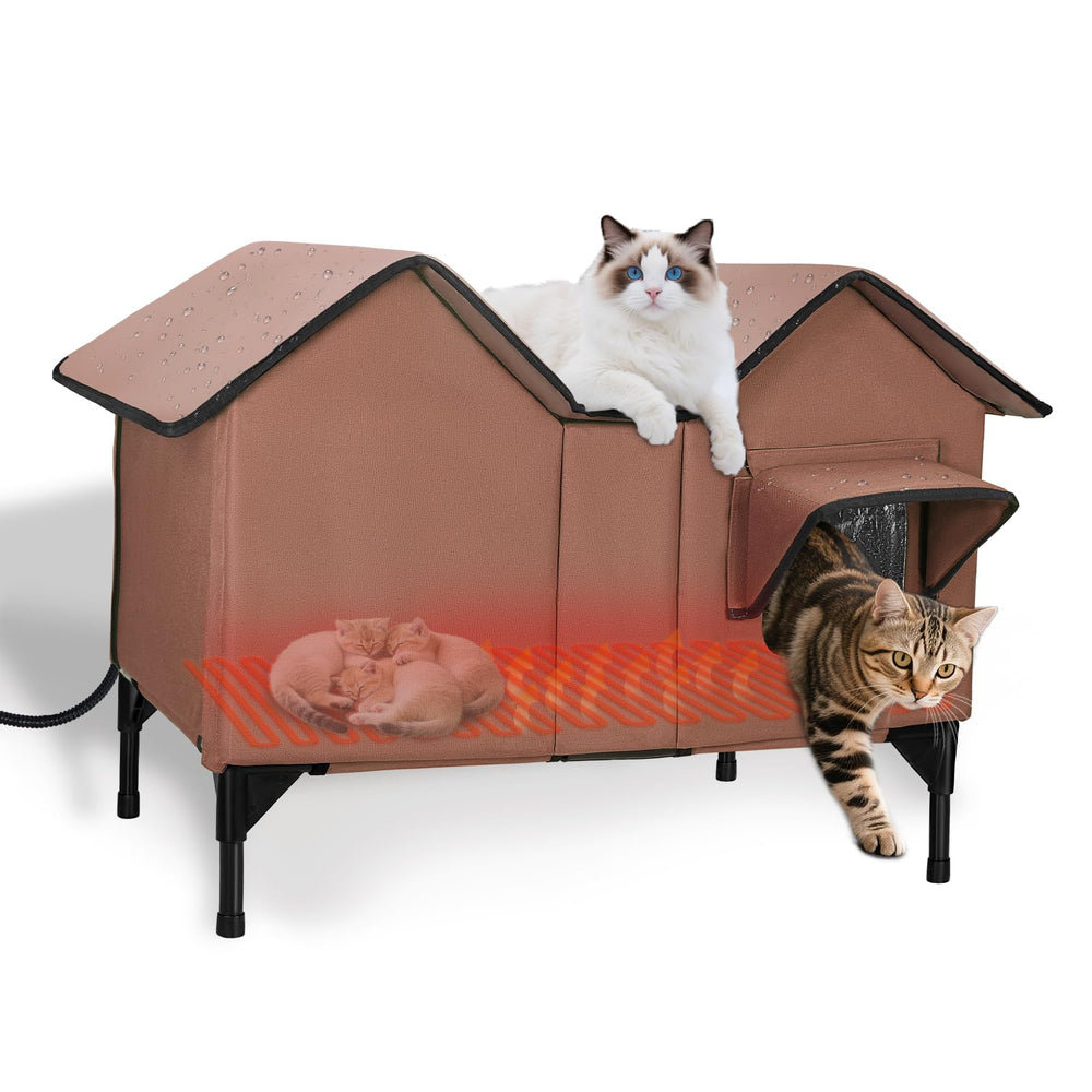 VILRAK extra-large heated cat house interior offers cozy warmth for outdoor cats in winter