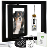 Vinatimes pet memorial rotating frame in black wood displays cherished memories.