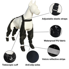 Vingtank dog suspender boots easy on and off for fast, secure adjustments.