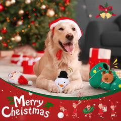 Vinsot Christmas dog toy Elk closeup—colorful plush for engaging fetch