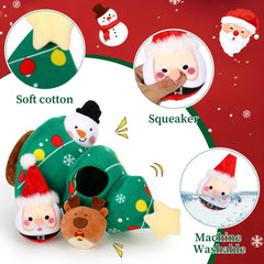 Vinsot Christmas dog toy Snowman closeup—teeth-friendly plush for gentle play