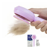 VIOJOJO release-button cat brush closeup, showcasing self-cleaning and efficient hair removal
